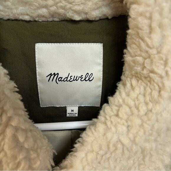 Madewell Portland Sherpa Jacket Teddy Coat Cream Bomber Snap Front Medium $158 - Picture 3 of 8